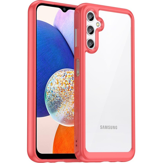 Чехол до Samsung Galaxy A14 4G/5G, Fusion Hybrid, прозрачный / красный
