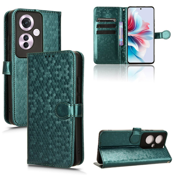 Флип-кейс для Oppo Reno 11F 5G, Wallet Rhombus, зелёный