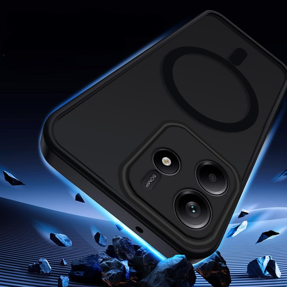 Чохол для Xiaomi Redmi Note 14 5G, для MagSafe, ERBORD Matt Case, чорний + захисне скло