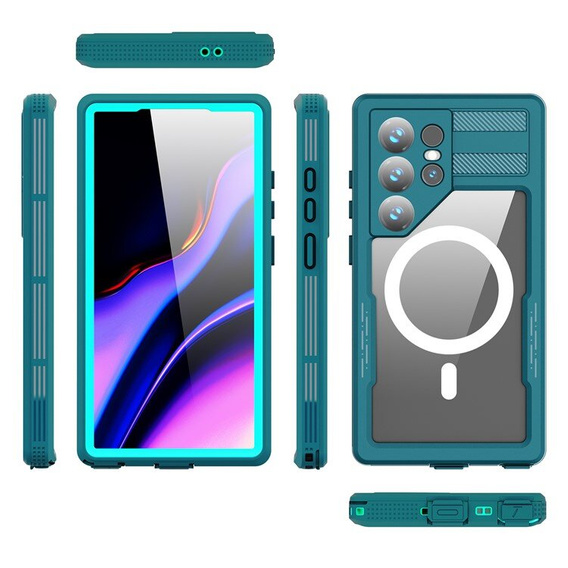 Водонепроницаемый чехол для Samsung Galaxy S24 Ultra, Redpepper, для MagSafe, синий