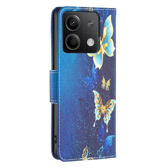 Откидной чехол для Xiaomi Redmi Note 13 5G, Wallet, Butterflies синий