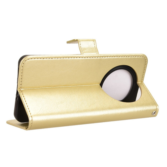 Откидной чехол для Oppo Reno 12FS / 12F, Crazy Horse Wallet, золотой