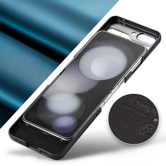 Чехол для Samsung Galaxy Z Flip7 FE / Z Flip6, CASEME Litchi Leather, синий