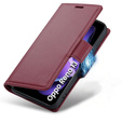Чохол для Oppo Reno 13, ERBORD Glossy Litchi, гаманець з клапаном, червоний