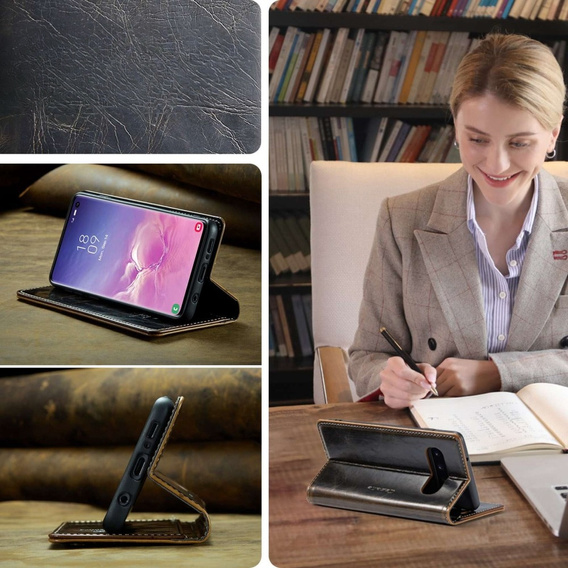 Флип-кейс CASEME для Samsung Galaxy S10+ Plus, Waxy Textured, кофе
