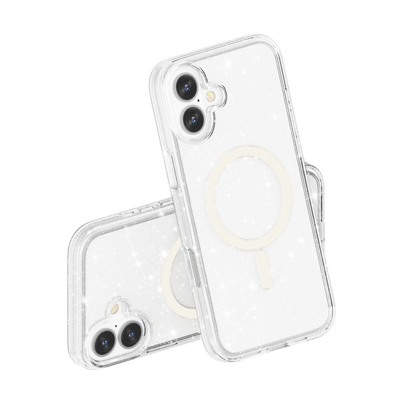 Чехол для iPhone 17, для MagSafe, глиттер, прозрачный