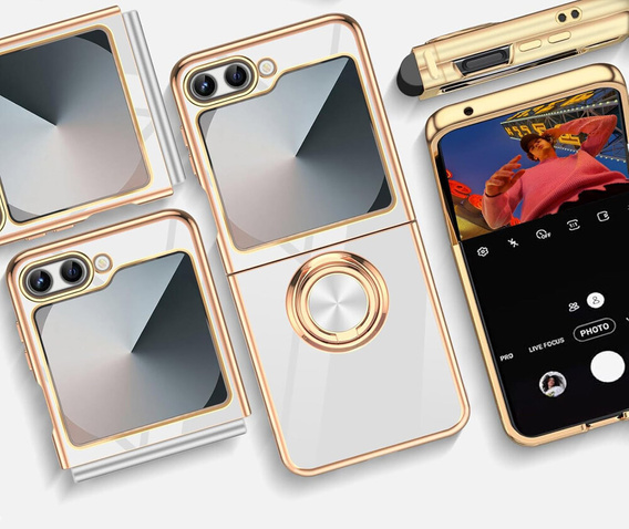 Чoхол до Samsung Galaxy Z Flip7 FE / Z Flip6, Electro Ring, білий