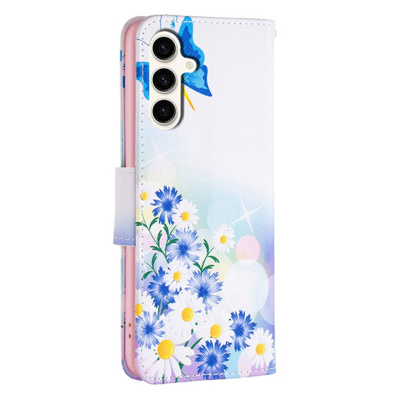Откидной чехол для Samsung Galaxy S23 FE, Wallet, Butterfly & Flowers белый