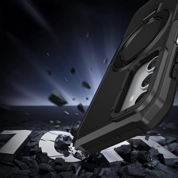Чехол до Samsung Galaxy A15 5G, Kickstand Ring, чёрный + стекло 9H