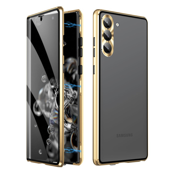 Чехол для Samsung Galaxy S23, Magnetic Dual Glass, золотой