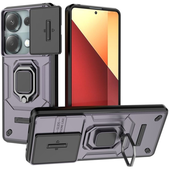 Чехол для Xiaomi Redmi Note 13 Pro 4G / Xiaomi Redmi Note 14S / Xiaomi Poco M6 Pro 4G, KickStand Camera Lens, фиолетовый