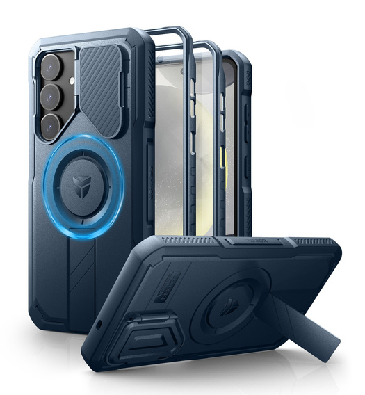 Бронированный чехол для Samsung Galaxy S25+ Plus, Dexnor CamProtect MagSafe, синий (Две рамки)