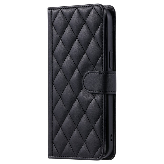 Чохол-сумка для Samsung Galaxy S25 FE, Rhombus Crossbody Leather, чорний