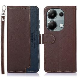 Чохол-фліп для Xiaomi Redmi Note 13 Pro 4G / Xiaomi Redmi Note 14S / Xiaomi Poco M6 Pro 4G, KHAZNEH RFID, коричневий / синій