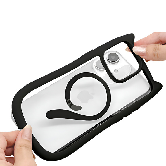 Чехол для iPhone 11, для MagSafe, Cute Cat, чёрный + стекло для экрана