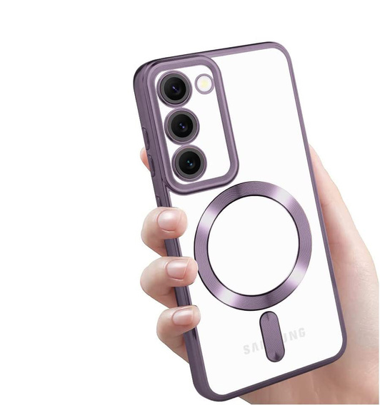 Чехол для Samsung Galaxy S23, Electro MagSafe, фиолетовый + стекло для экрана