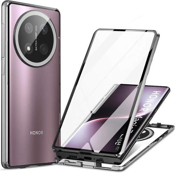 Чехол для Honor Magic 7 Lite, Magnetic Dual Glass, серебряный