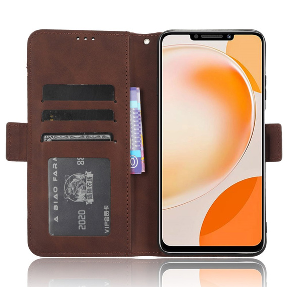 Откидной чехол для Huawei Nova Y91 4G, Card Slot, коричневый