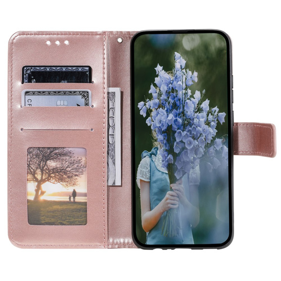 Откидной чехол для Samsung Galaxy A15, Mandala Flower, розовый + 9H стекло