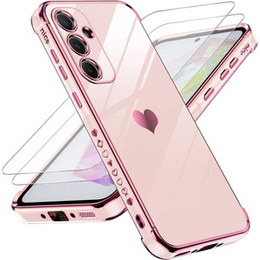 Чехол до Samsung Galaxy A54 5G, Electro heart, розовый rose gold + 2x стекло 9H