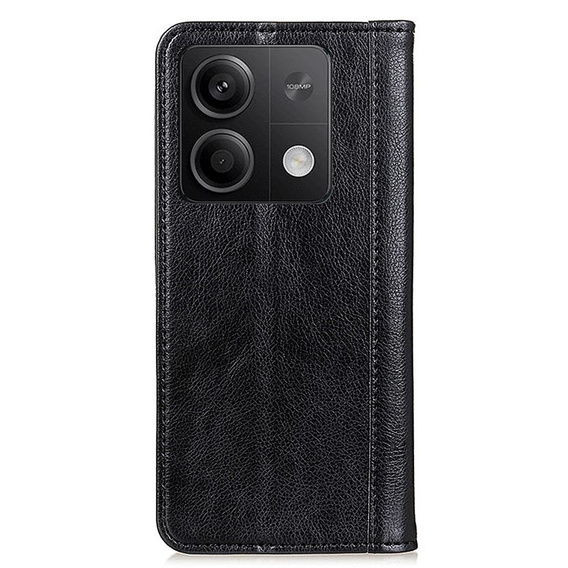 Чехол до Xiaomi Redmi Note 13 5G, Wallet Litchi Leather, чёрный