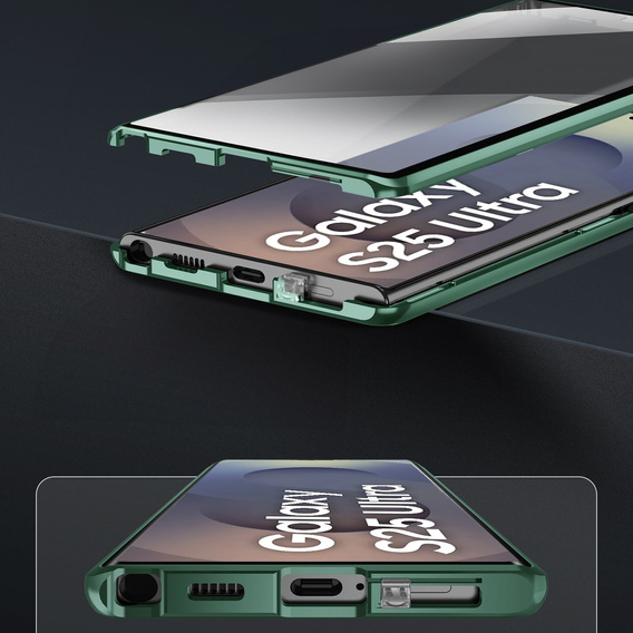 Магнітний чохол Dual Glass MagSafe для Samsung Galaxy S25 Ultra, зелений