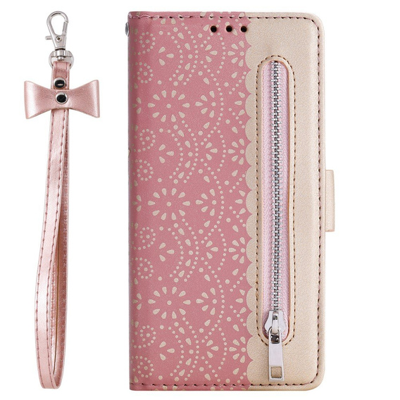 Чохол-кришка для Samsung Galaxy S20 FE/5G, Wallet Pocket Zipper Lace, рожевий