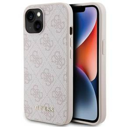 Чехол GUESS до iPhone 15, 4G Metal Gold Logo, розовый
