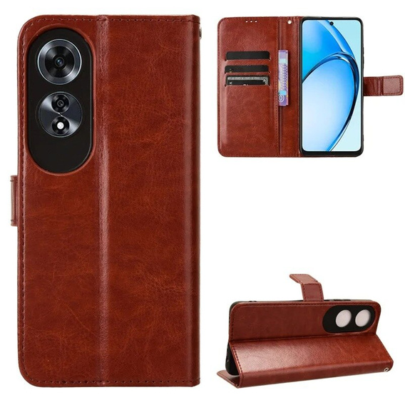 Откидной чехол для Oppo A60, Crazy Horse Wallet, коричневый