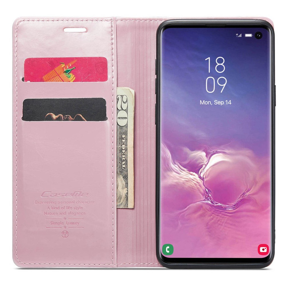 Флип-кейс CASEME для Samsung Galaxy S10+ Plus, Waxy Textured, розовый