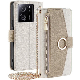 Чохол-книжка для Xiaomi 13T / 13T Pro / Redmi K60 Ultra, Wallet Zipper Pocket, з дзеркалом, білий