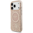 Чехол Guess IML Flowers Electroplated Allover With Beads Strap, для MagSafe, с ремешком для iPhone 17 Pro