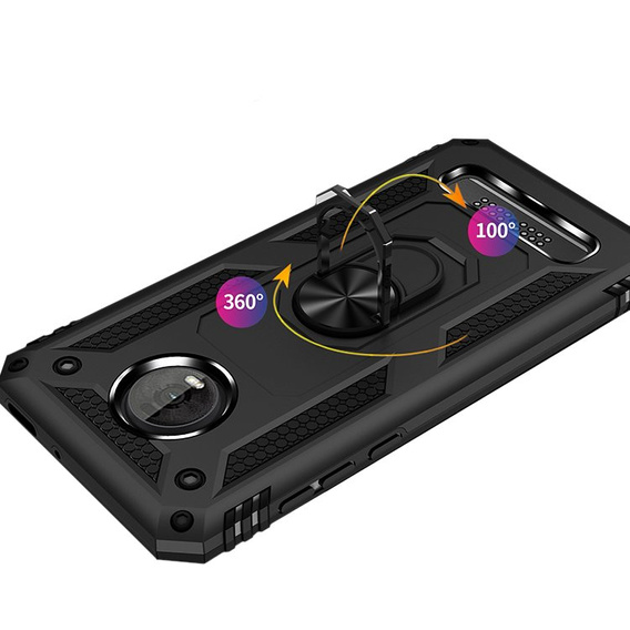 Бронированный Чехол до Motorola Moto E5 / G6 Play, Nox Case Ring, чёрный