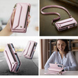 Чохол CASEME для Samsung Galaxy Z Fold6 5G, RFID Leather Wallet з плечовим ременем, рожевий