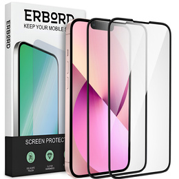 2x Загартоване скло для iPhone 13 Mini, ERBORD 3D для всього екрану