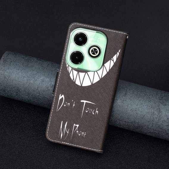 Откидной чехол для Infinix Hot 40i, Wallet, Don't Touch My Phone чёрный