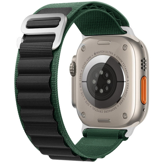 Нейлоновый ремешок для Apple Watch 1/2/3/4/5/6/7/8/SE/ULTRA 42/44/45/49 мм, зелёная / чёрный