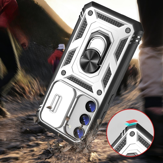 Чохол NOX Camera Slide Samsung Galaxy S23, CamShield Slide, CamShield Slide, білий / чорний