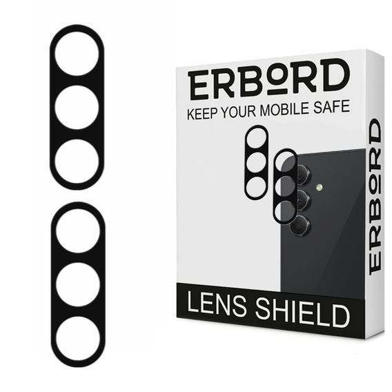 2x закаленное стекло ERBORD для камеры Samsung Galaxy A15 4G / A15 5G, чёрный