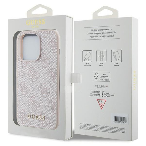 Чoхол GUESS до iPhone 15 Pro Max, 4G Metal Gold Logo, рожевий