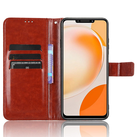 Откидной чехол для Huawei Nova Y91 4G, Crazy Horse Wallet, коричневый