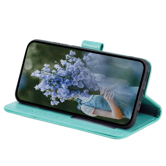 Откидной чехол для Samsung Galaxy A25 5G, Mandala Flower, зелёный + 9H стекло 