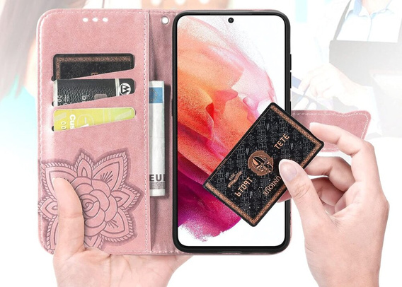 Чохол-книжка для Motorola Edge 50 Neo / Motorola ThinkPhone 25, Butterfly, рожевий rose gold