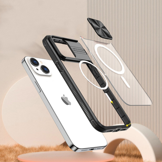 Чехол до iPhone 15 Plus, Slide Camera Magsafe, чёрный