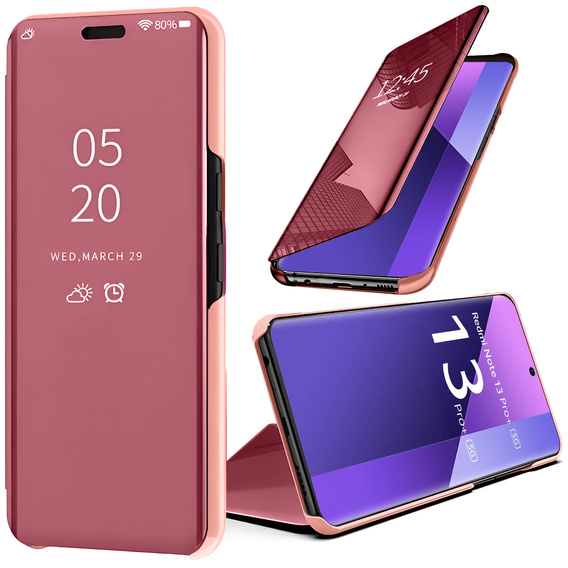 Чехол до Xiaomi Redmi Note 13 Pro+, Clear View, розовый rose gold