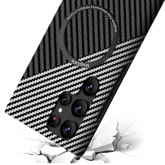 Чoхол до Samsung Galaxy S23 Ultra, Magsafe Slim Carbon, чорний / сірий