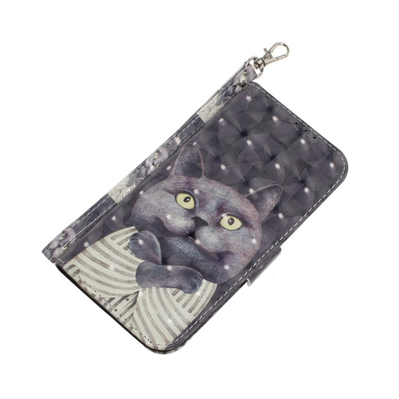 Откидной чехол для Samsung Galaxy A15, Cat, серый+ 9H стекло