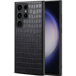 Чехол для Samsung Galaxy S24 Ultra, крокодил, кожа чёрный