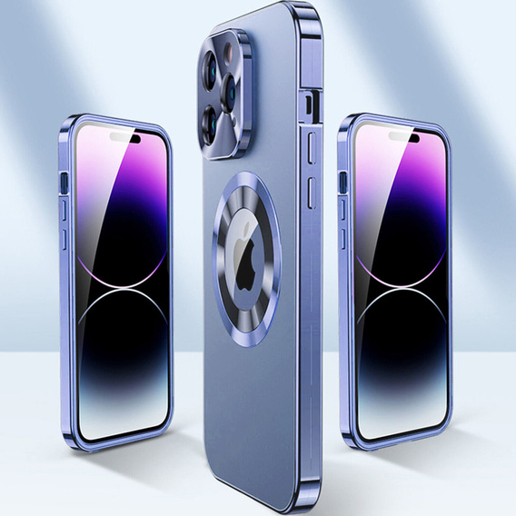 Чехол для iPhone 12 Pro Max, Dual Glass, для Magsafe, синий