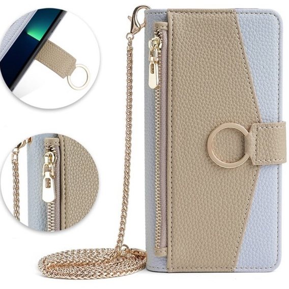 Флип-кейс для Samsung Galaxy A05s, Wallet Zipper Pocket, с зеркалом, синий